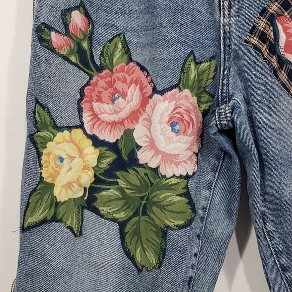 Wild Fable Upcycled Re-worked Jeans Floral Flowers Cottagecore Grandmacore Sz 8 - Picture 9 of 10